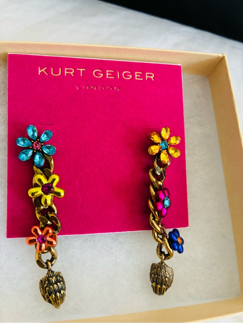 Kurt Geiger Floral Drop Earrings in Multicolor